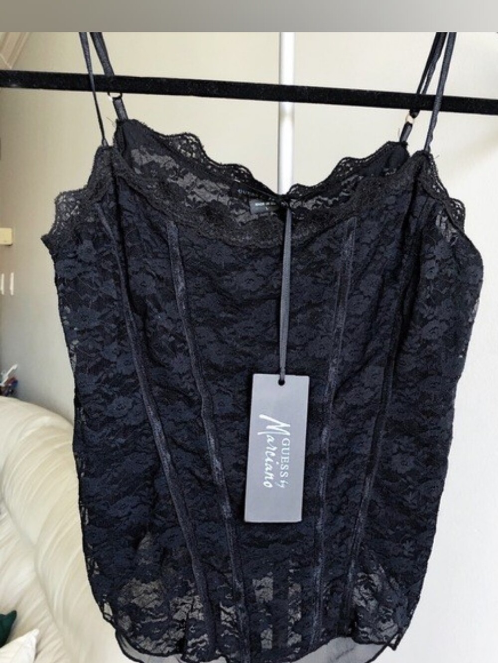 BNWT - Guess by Marciano - (Size L) Women's Black Lace Corset Sleeveless Top